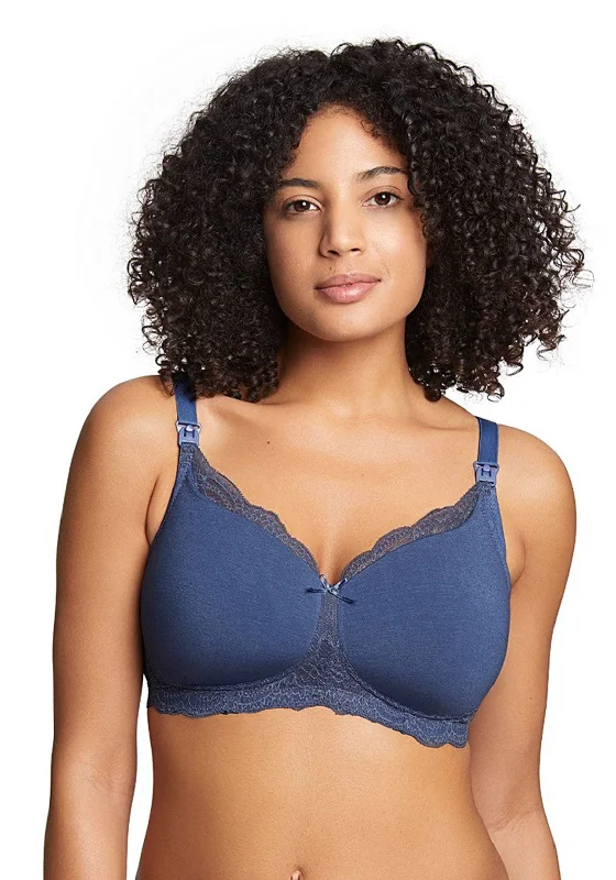 Royce Indie Lace Trim Nursing Bra, Petrol Blue